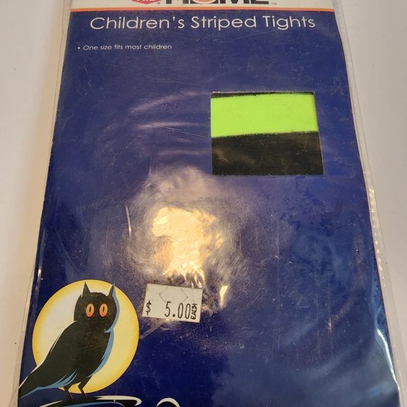 Bright Yellow and Black Children's Striped Tights - Picture 2 of 3